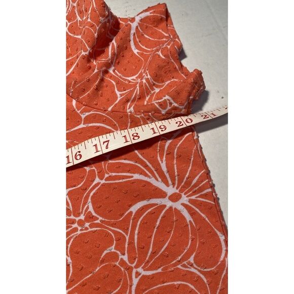 Emily Daniels Coral Floral Print Textured Tunic Top with Keyhole Neckline SizePM - Picture 10 of 10